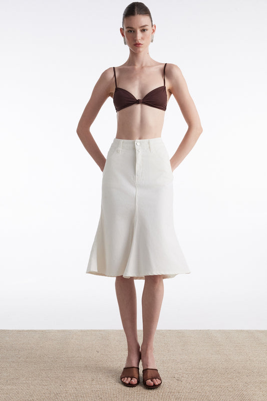 SILIA DENIM SKIRT WHITE