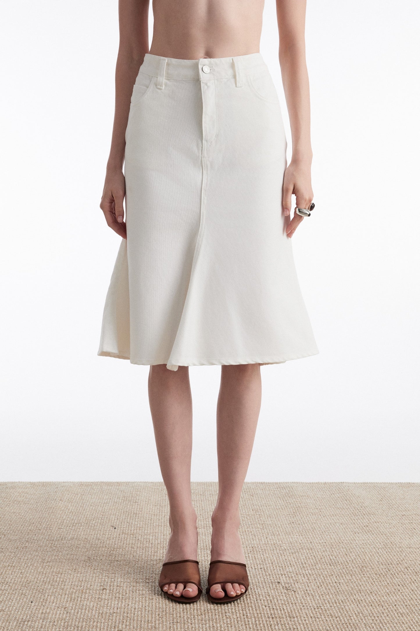 SILIA DENIM SKIRT WHITE