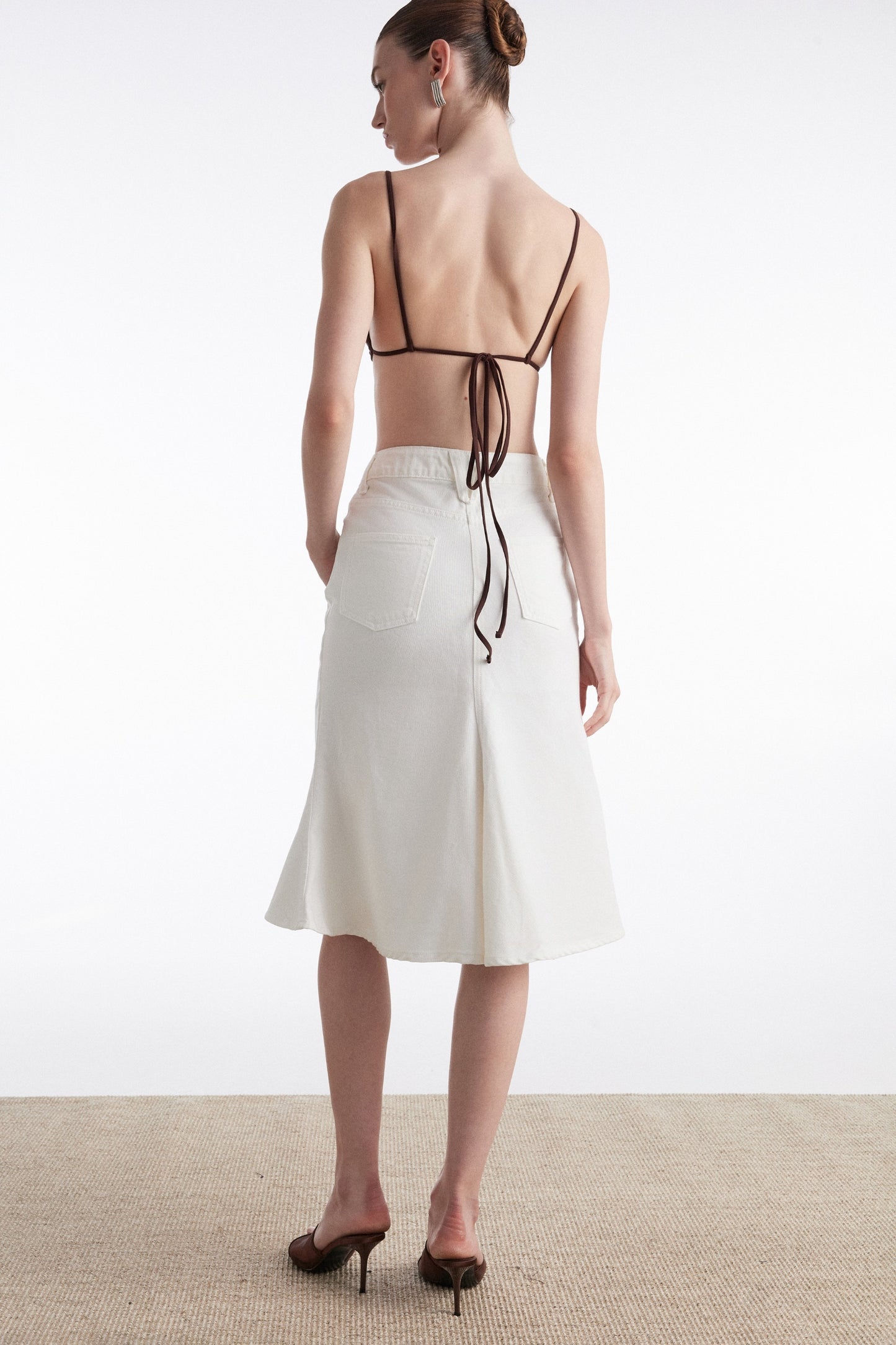 SILIA DENIM SKIRT WHITE