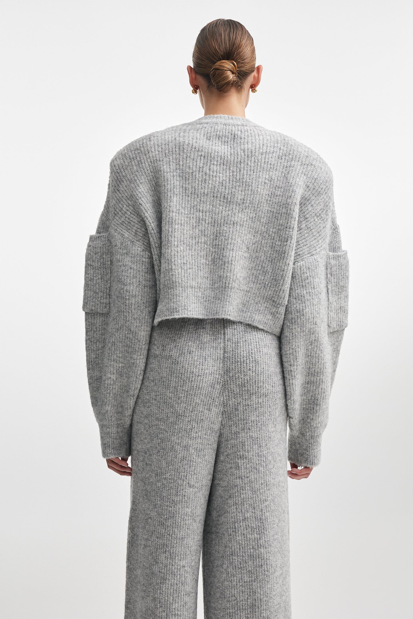 DONNA KNITTED CROPPED BLOUSE GREY