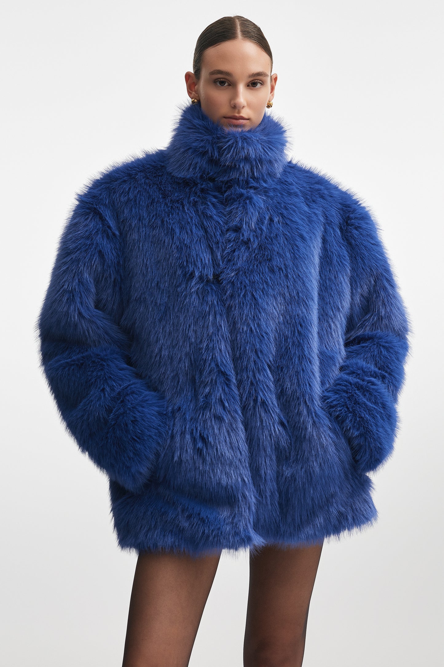 SALLY FUR JACKET BLUE