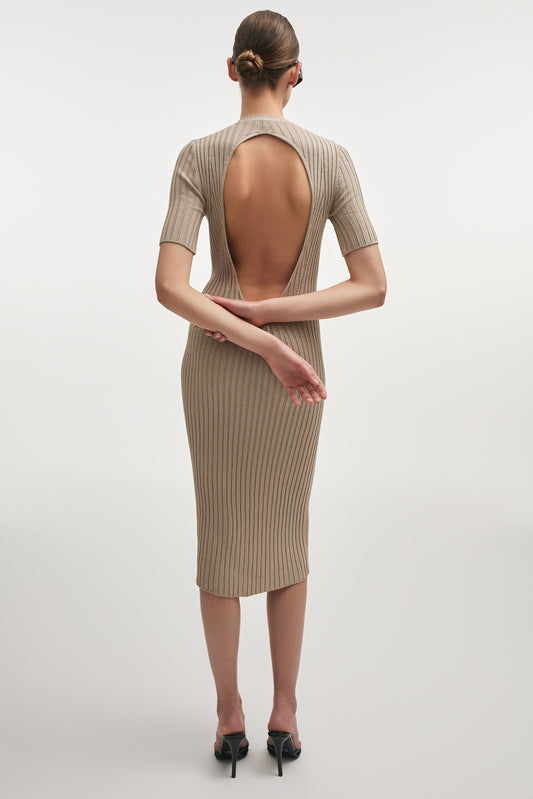 FEMME KNITTED MAXI DRESS GREIGE