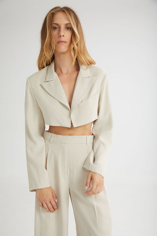 The Melted IceCream Cropped Blazer Vanilla