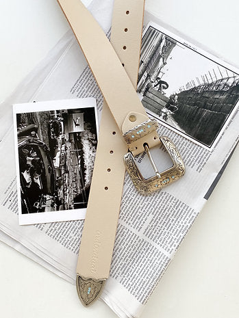 "If i fell" leather belt Ecru