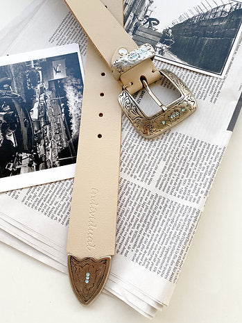 "If i fell" leather belt Ecru